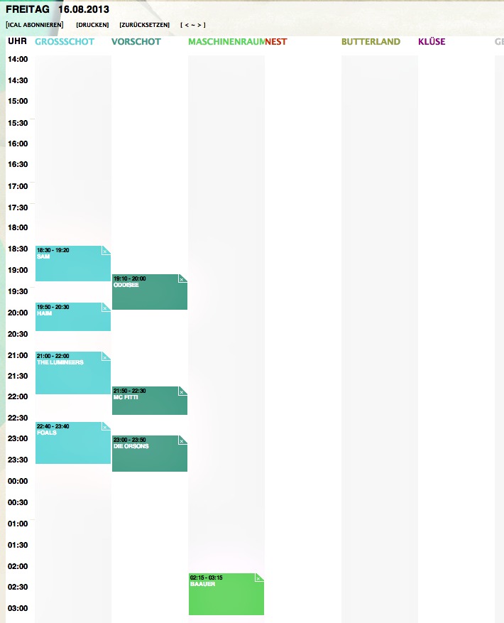 Dockville Day 1 Timetable 