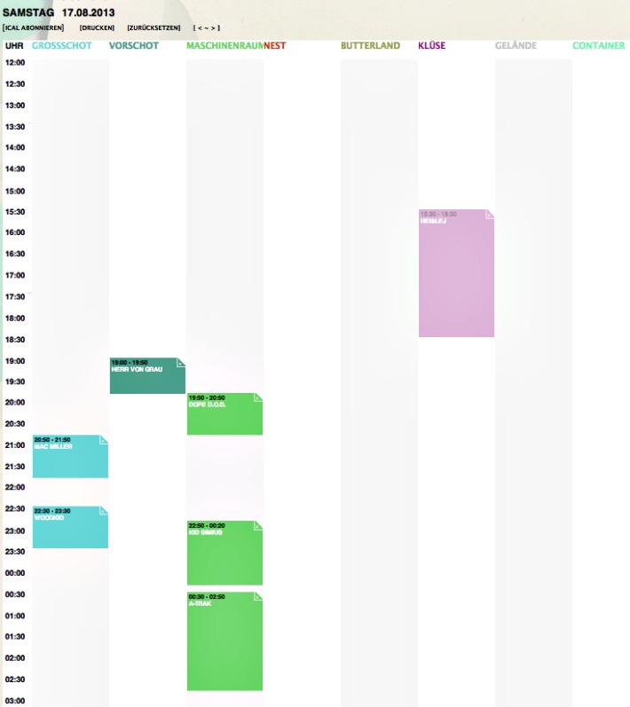 Dockville Day 2 Timetable 